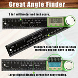 Digital Angle Finder Protractor, 2-in-1 Digital Miter Saw Protractor, 7 Inch/200mm ABS Angle Ruler, High Accuracy Miter Angle Measuring Tool for PDDYIER