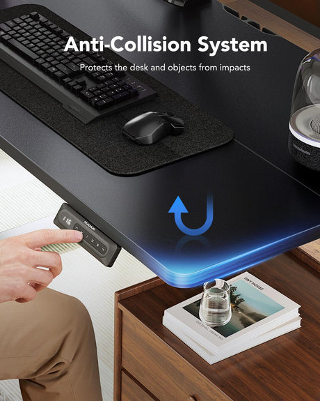 HUANUO Electric Standing Desk Adjustable Height, 55" x 24" Sit Stand Home Office Desk, 4 Memory Height Setting, Computer Workstation, Black HUANUO