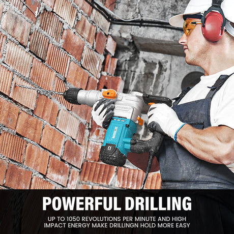 Berserker 1-1/8" SDS-Plus Rotary Hammer Drill with Safety Clutch,9 Amp 3 Functions Corded Rotomartillo for Concrete - Including 3 Drill Bits,Flat Berserker
