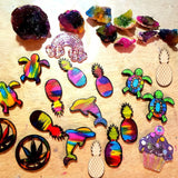 Honbay 100PCS Pineapple Unfinished Blank Wood Pieces Wood Slices Wood Chips Wooden Pineapple Shaped Embellishments Fruit Wood Cutouts Ornaments for HONBAY