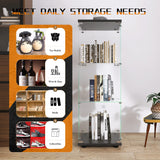 Beauty4U Elegant Black One-Door Glass Display Cabinet with 3 Shelves for Stylish Home Collection Storage Beauty4U