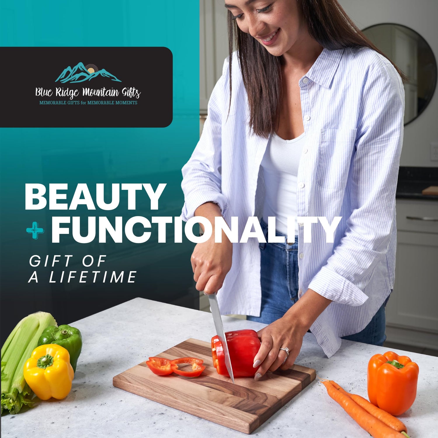 Blue Ridge Mountain Gifts Personalized Wood Cutting Board - Laser Engraved Custom Chopping Boards - Elegant Gift for Wedding, Anniversary, Blue Ridge Mountain Gifts