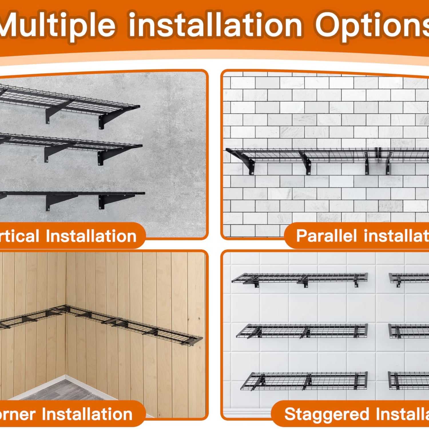 WAREYEASY 3 Tier 1.3x4ft Garage Storage Shelving Wall Mounted,Loads 900 lbs Heavy Duty Garage Shelving,15.6-inch-by-48-inch Black Metal Wall WAREYEASY