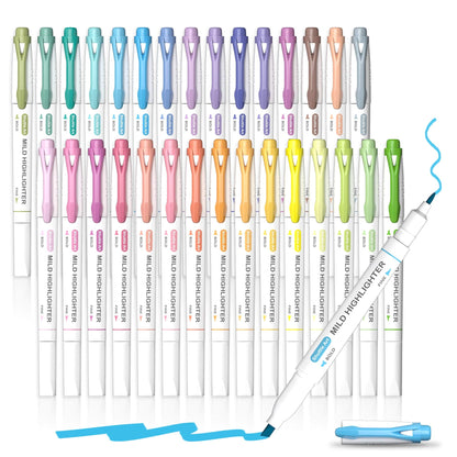 Shuttle Art 30 Colors Highlighters, Pastel Highlighter Pens Assorted Colors, Dual Tip Mild Color Highlighter Markers, Perfect for Teens, Kids and