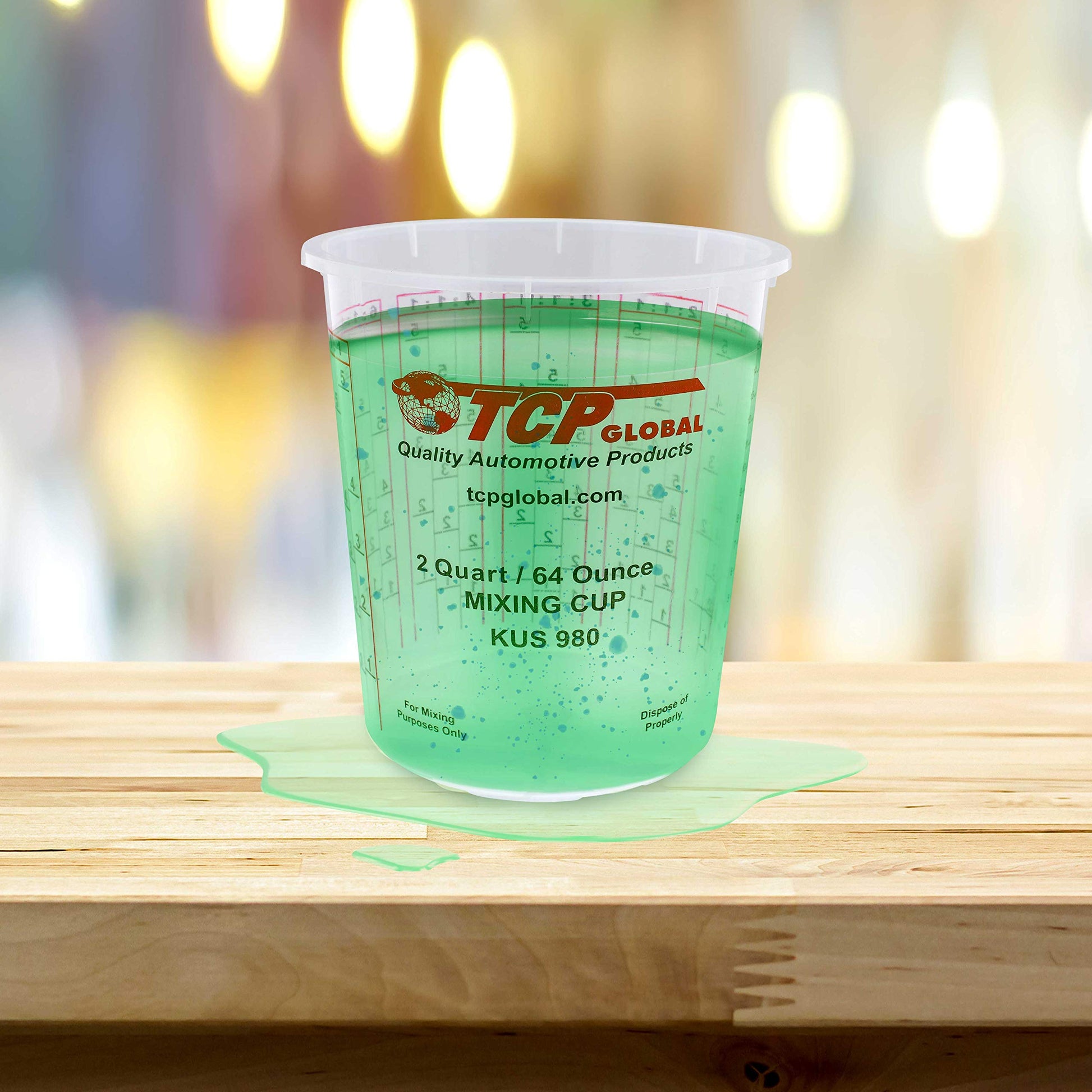 Custom Shop - Pack of 12-64 Ounce Graduated Paint Mixing Cups (2 Quarts) - Cups Have Calibrated Mixing Ratios on Side of Cup - Cups Hold 80-Fluid - WoodArtSupply