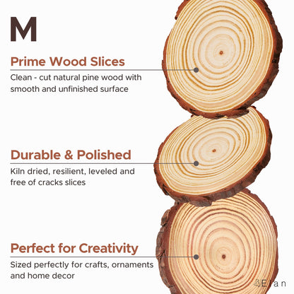 Elan Wood Slice 4.5-5INCH Diameter 20 pcs, Natural Wood Slices for Crafts, Wooden Slices for Craft, Natural Wooden Log Slices, Craft Wood, Tree