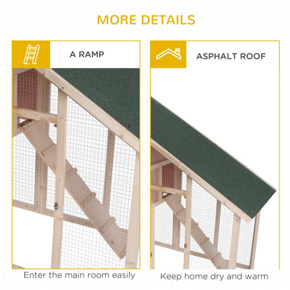 PawHut 55" L 2-Tier Wooden Rabbit Hutch Bunny Cage Small Animal House with Ramp, Waterproof Roof, Removable Tray and Outdoor Run - WoodArtSupply