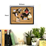 Black Cork Board Bulletin Board, 14.6"X 11" Cork Board, Oak Wood Finish Frame, Wall Mounted Cork Board for Office Home and School(Pins, Eye Bolts, BGJRBY