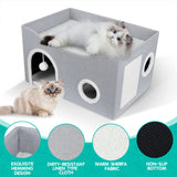 Heeyoo Cat House for Indoor Cats - Large Cat Bed Cave with Fluffy Ball and Scratch Pad, Foldable Cat Condos, Cat Cubes, Cat Hideaway, Covered Cat Bed Heeyoo