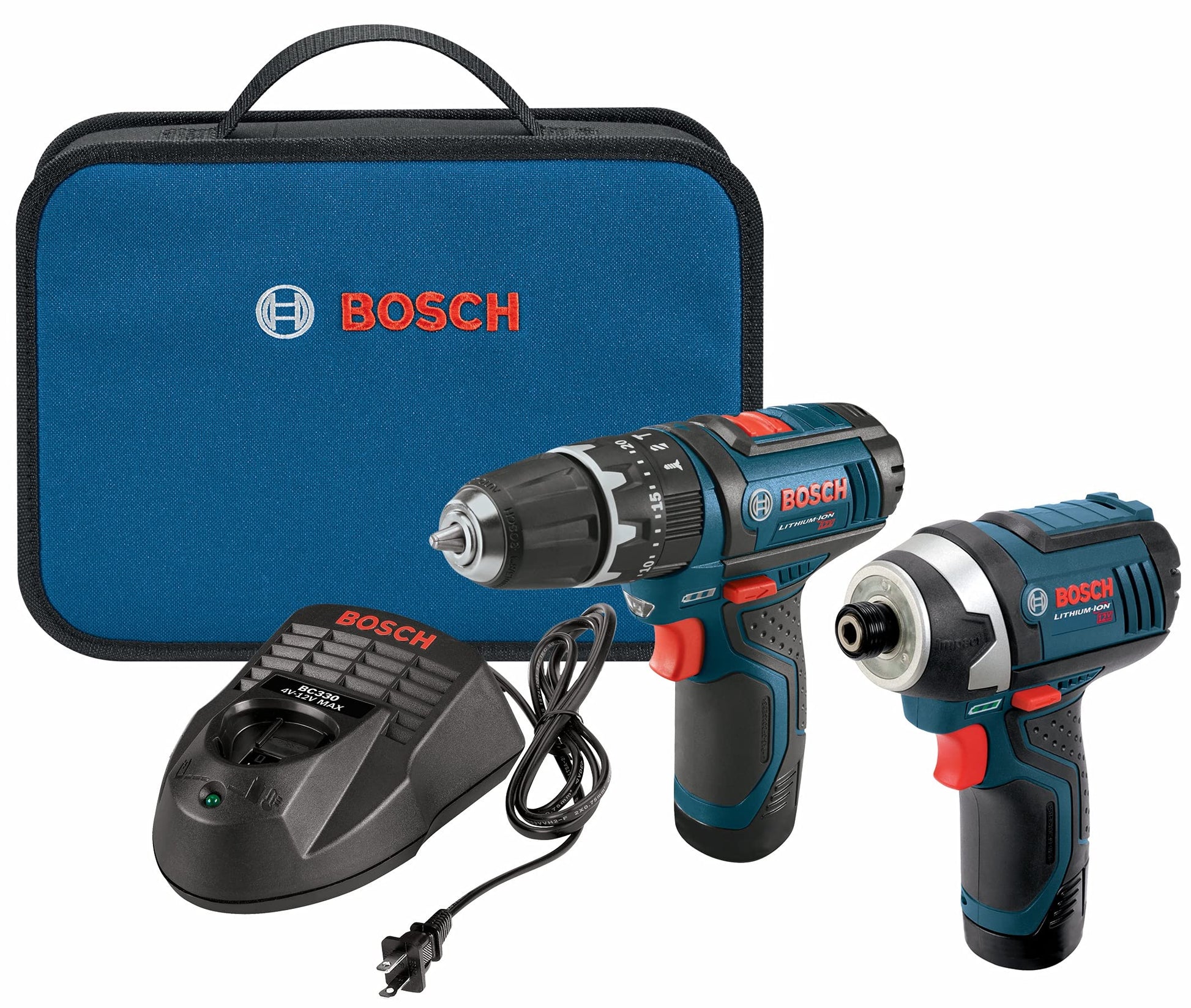 BOSCH 12-Volt Max Lithium-Ion 2-Tool Cordless Combo Kit CLPK241-120, Blue - WoodArtSupply