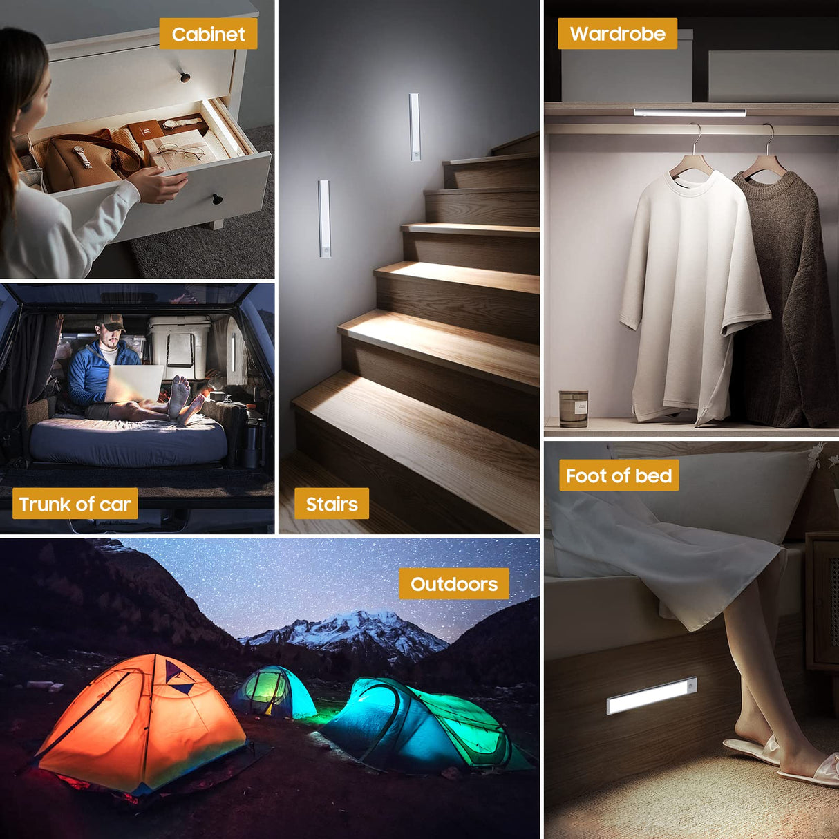 Under Cabinet Lights Motion Sensor LED Light, USB-C Rechargeable Dimmable Wireless Magnetic Stick-Anywhere Night Light for Kitchen, Wardrobe, DEALGADGETS