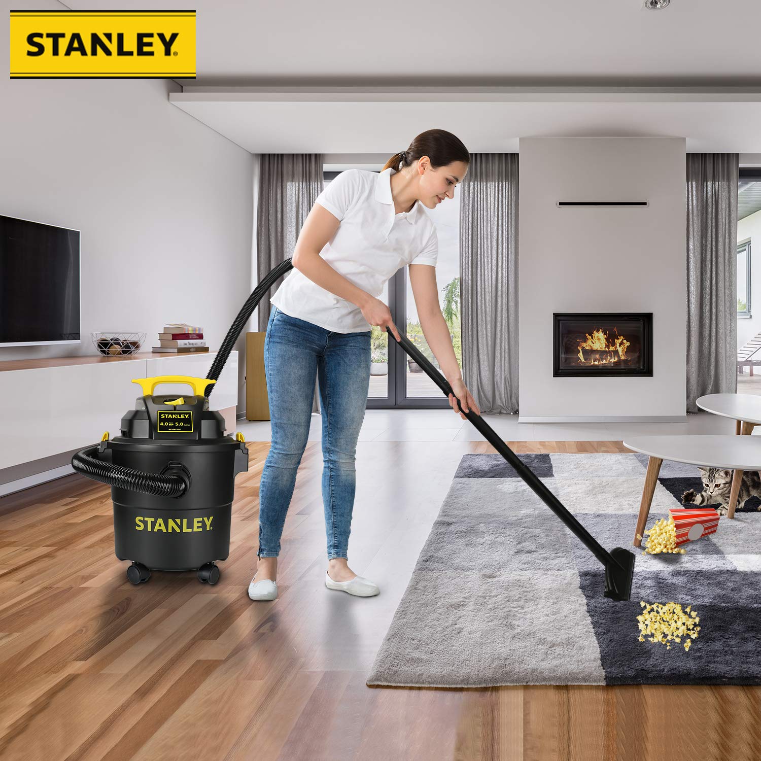 Stanley SL18115P Wet/Dry Vacuum, 5 Gallon, 4 Horsepower, 4.0 HP AC, Black - WoodArtSupply