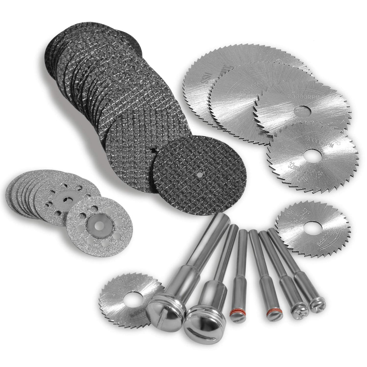 Kuenuilr Cutting Wheel Set Compatible with Plastic 36pcs for Rotary Tool, HSS Circular Saw Blades 6pcs, Resin Cutting Discs 20pcs, 545 Diamond Kuenuilr