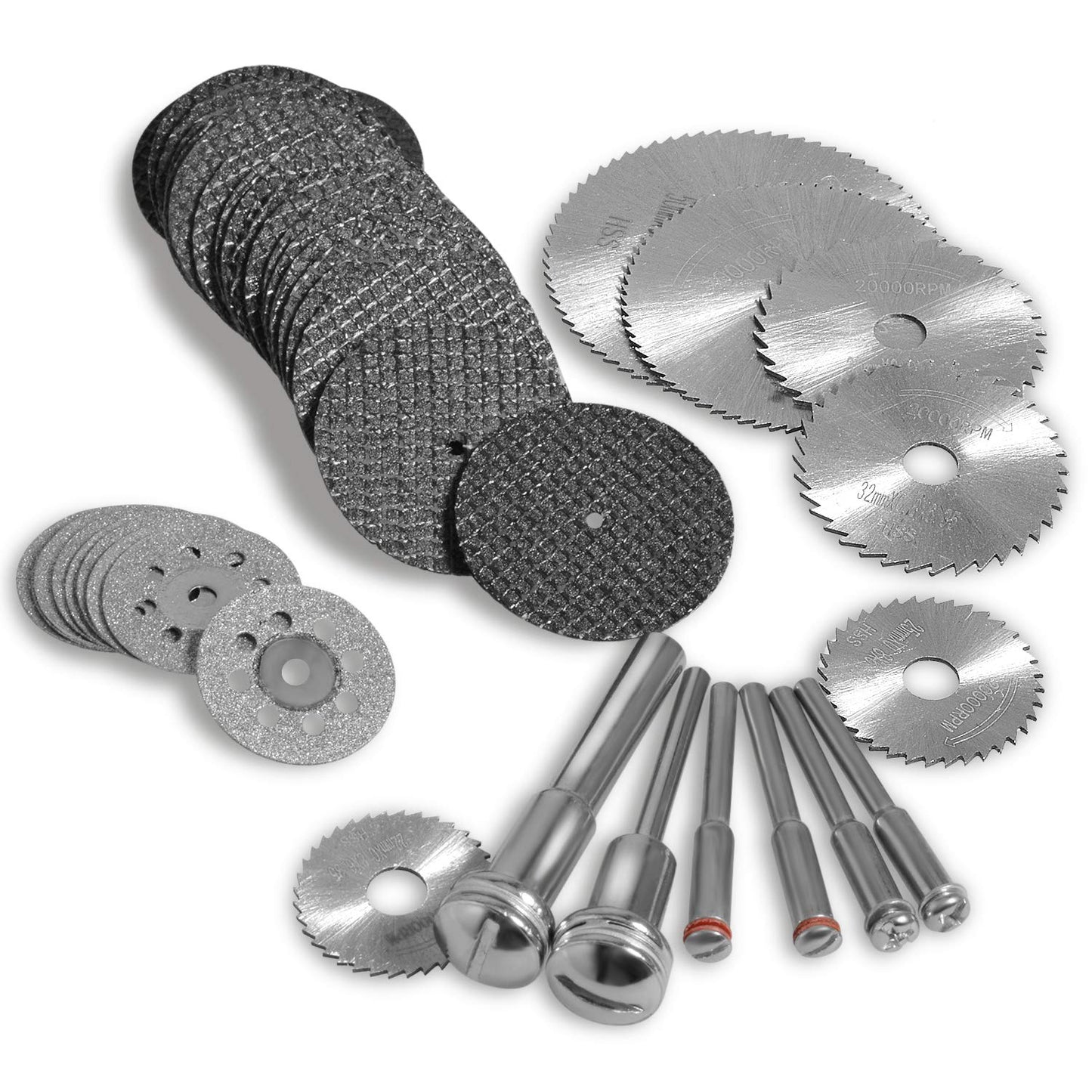 Kuenuilr Cutting Wheel Set Compatible with Plastic 36pcs for Rotary Tool, HSS Circular Saw Blades 6pcs, Resin Cutting Discs 20pcs, 545 Diamond - WoodArtSupply