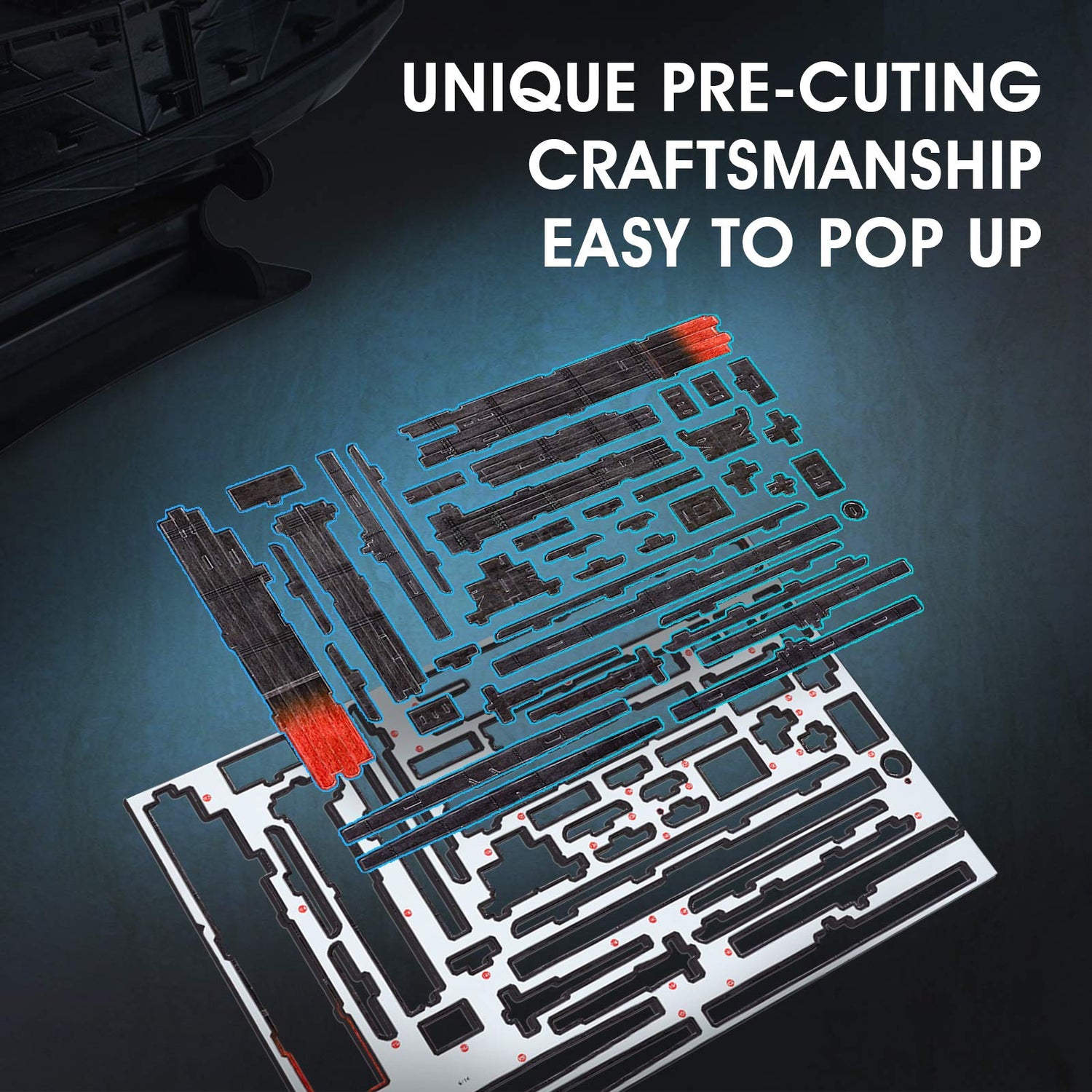 3D Puzzles for Adults - Led Pirate Ship Queen Anne's Revenge - Large 27'' Sailboat Hard Puzzles - Desk Decor House Warming Gifts New Home - CubicFun