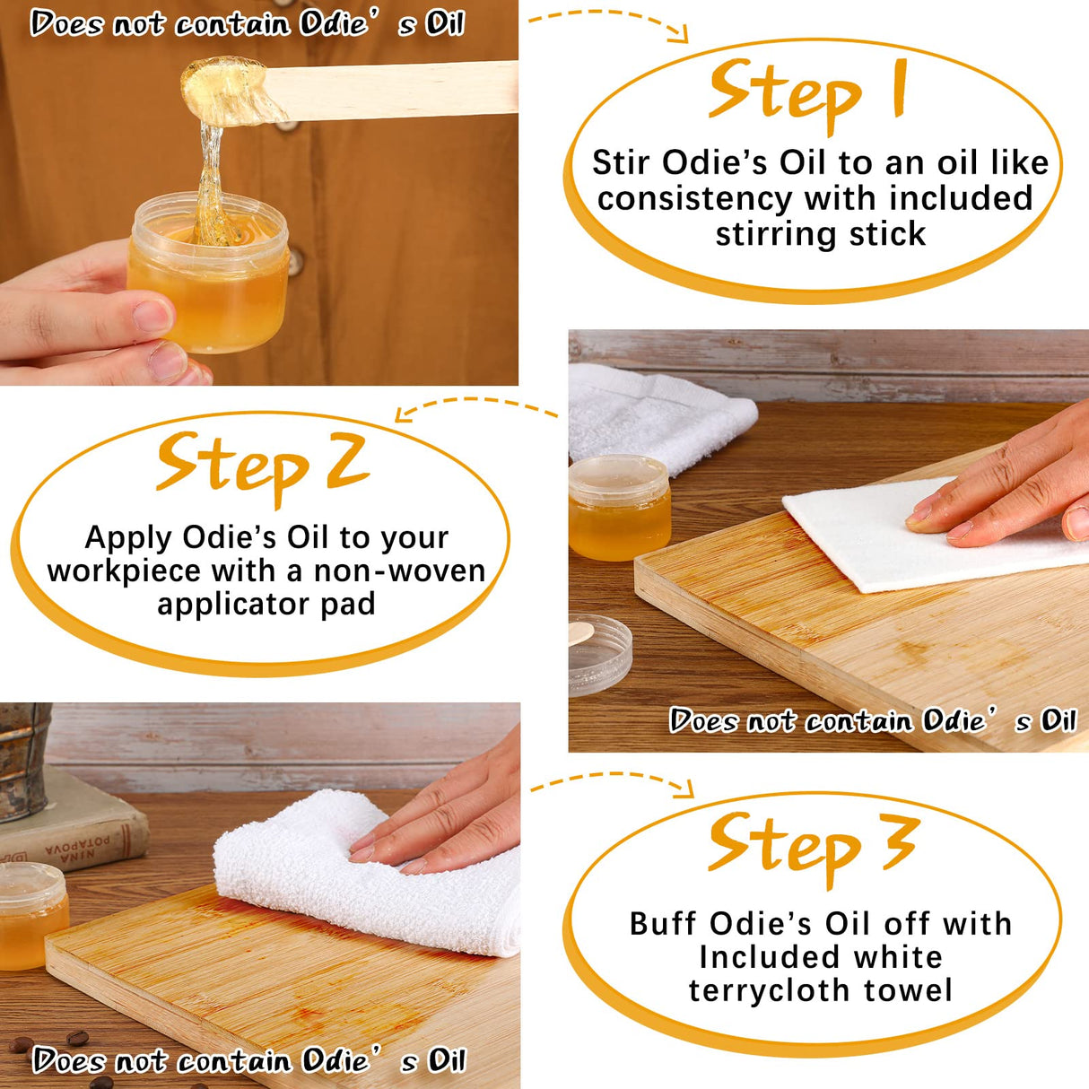 27 Pieces Wood Wax Applicator, Includes 15 White Non-Woven Pads 2 Terry Cloth Buffing Towels and 10 Stirring Sticks for Polishing Cutting Board and Oudain
