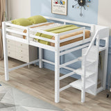 Harper & Bright Designs Full Size White Loft Bed with Stairs and Storage Wardrobe for Kids, Teens, and Adults Harper & Bright Designs