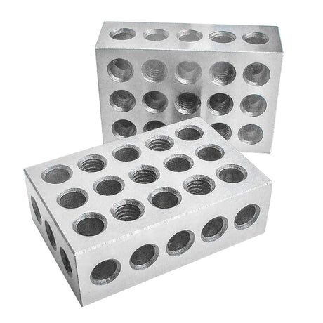 HFS (R) 1 Pair 123 Blocks 1-2-3 Ultra Precision .0002 Hardened Steel with 23 Holes HFS