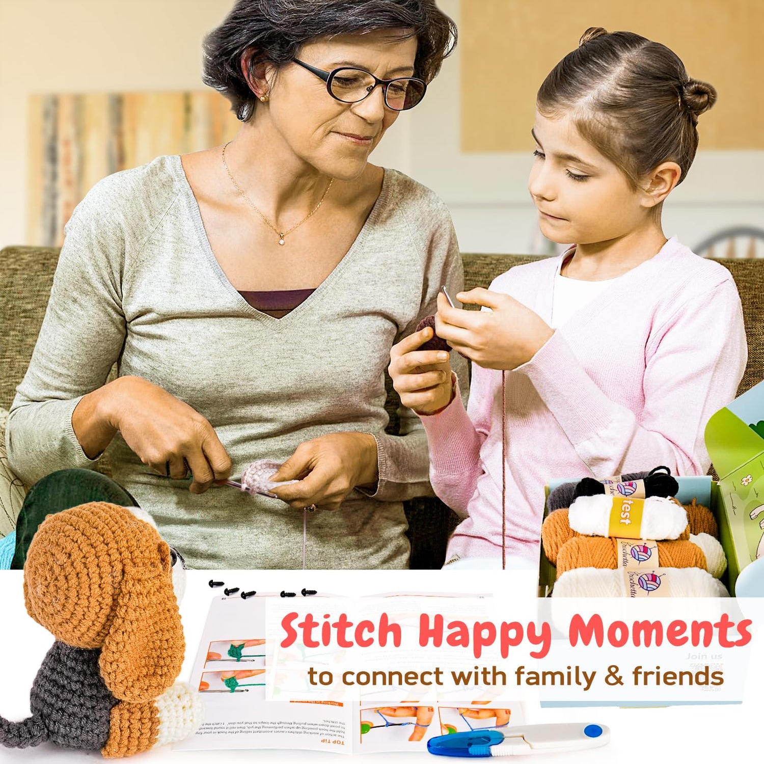 CROCHETTA Crochet Kit for Beginners, Beginner Crochet Kit for Adults with Step-by-Step Video Tutorials, DIY Crochet Animal Kits Kids Knitting CROCHETTA