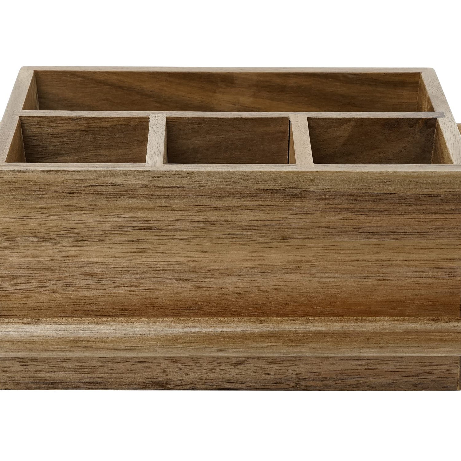 VaeFae Acacia Silverware Caddy with Handle, Wooden Utensil Holder, Mulip-pose Organizer for Kitchen, Office, Bathroom, Bedroom VaeFae