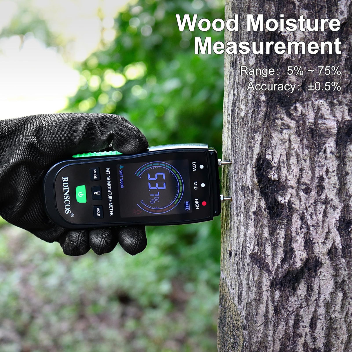 Wood Moisture Meter, Firewood Moisture Tester, Drywall Moisture Detector Professional Moisture Content Meter Lumber Logs Concrete Floors Carpet RDINSCOS