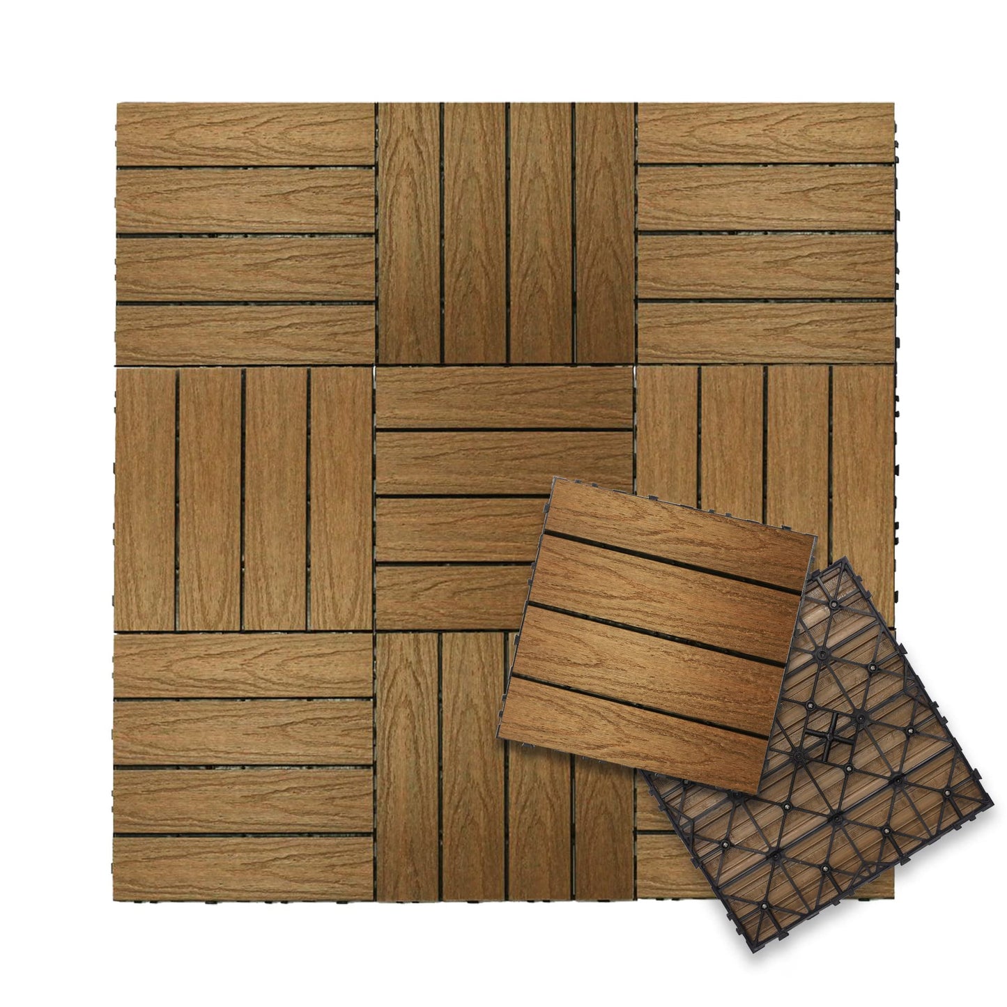 UltraShield Naturale 1 ft. x 1 ft. Quick Deck Outdoor Composite Deck Tile in Peruvian Teak (10 sq. ft. Per Box)