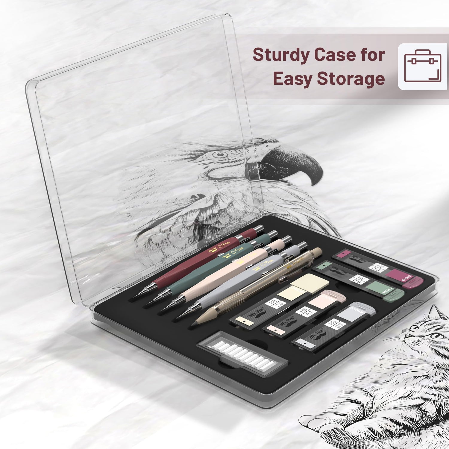 Mr. Pen- Mechanical Pencil Set with Leads and Eraser Refills, 5 Sizes - 0.3, 0.5, 0.7, 0.9 and 2 Millimeters, for Drafting, Drawing and Sketching Mr. Pen