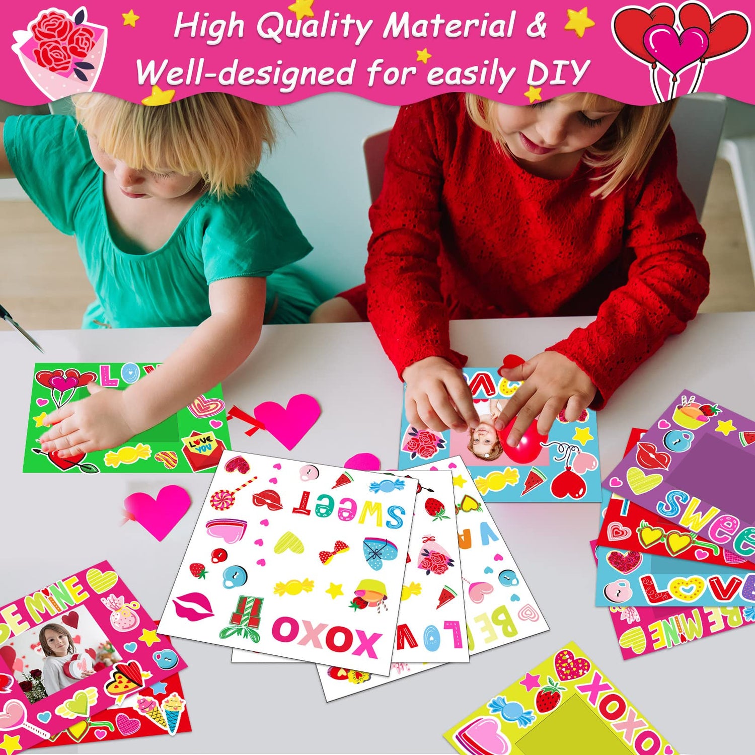 chiazllta 30 Packs Valentine’s Day Picture Frame Craft Kits for Kids Valentines DIY Craft Heart Art Valentine’s Day Party Decoration Favor Home chiazllta