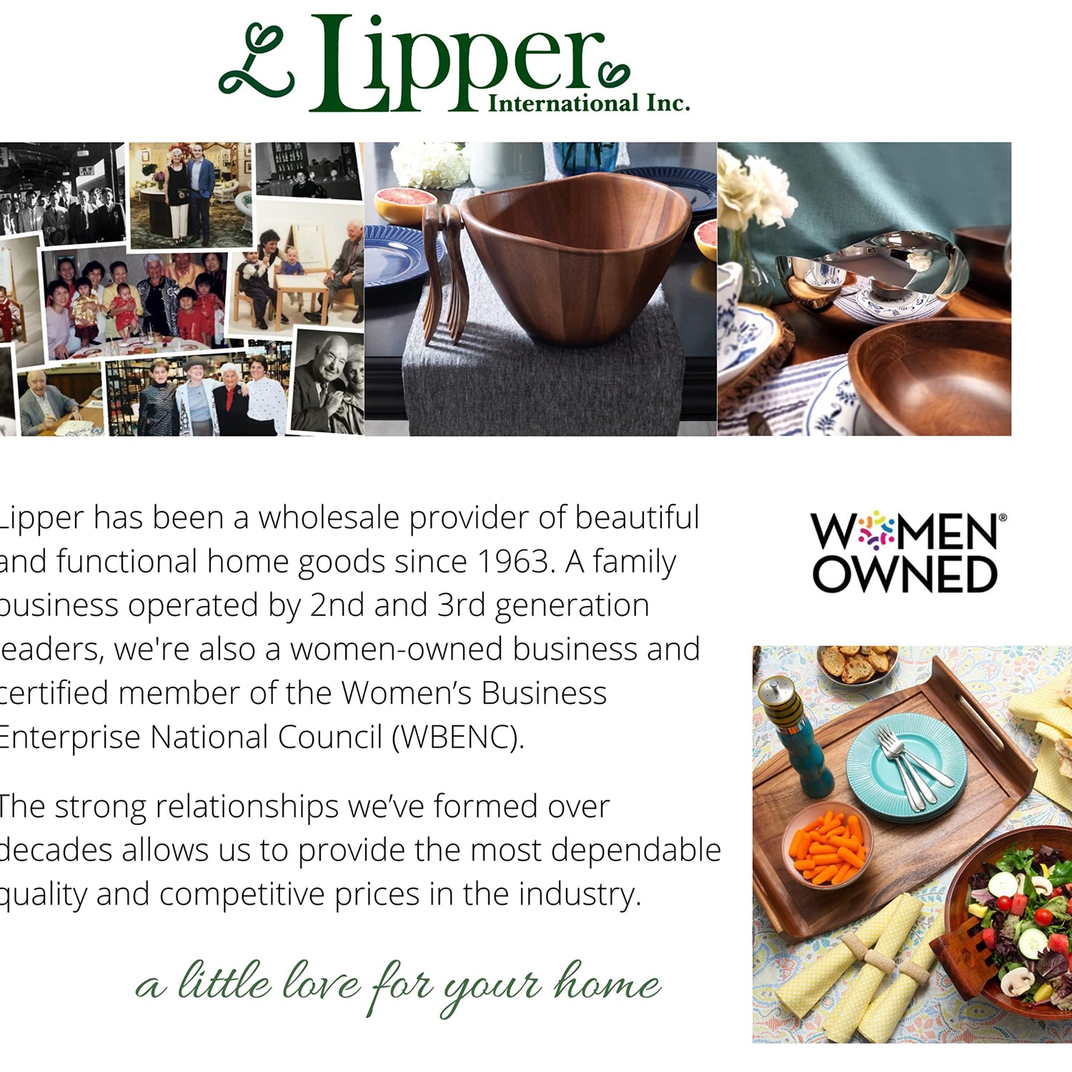 Lipper International Acacia 6 x 3 Wave Bowl Set of 4, 20 fl.oz., Brown Lipper International