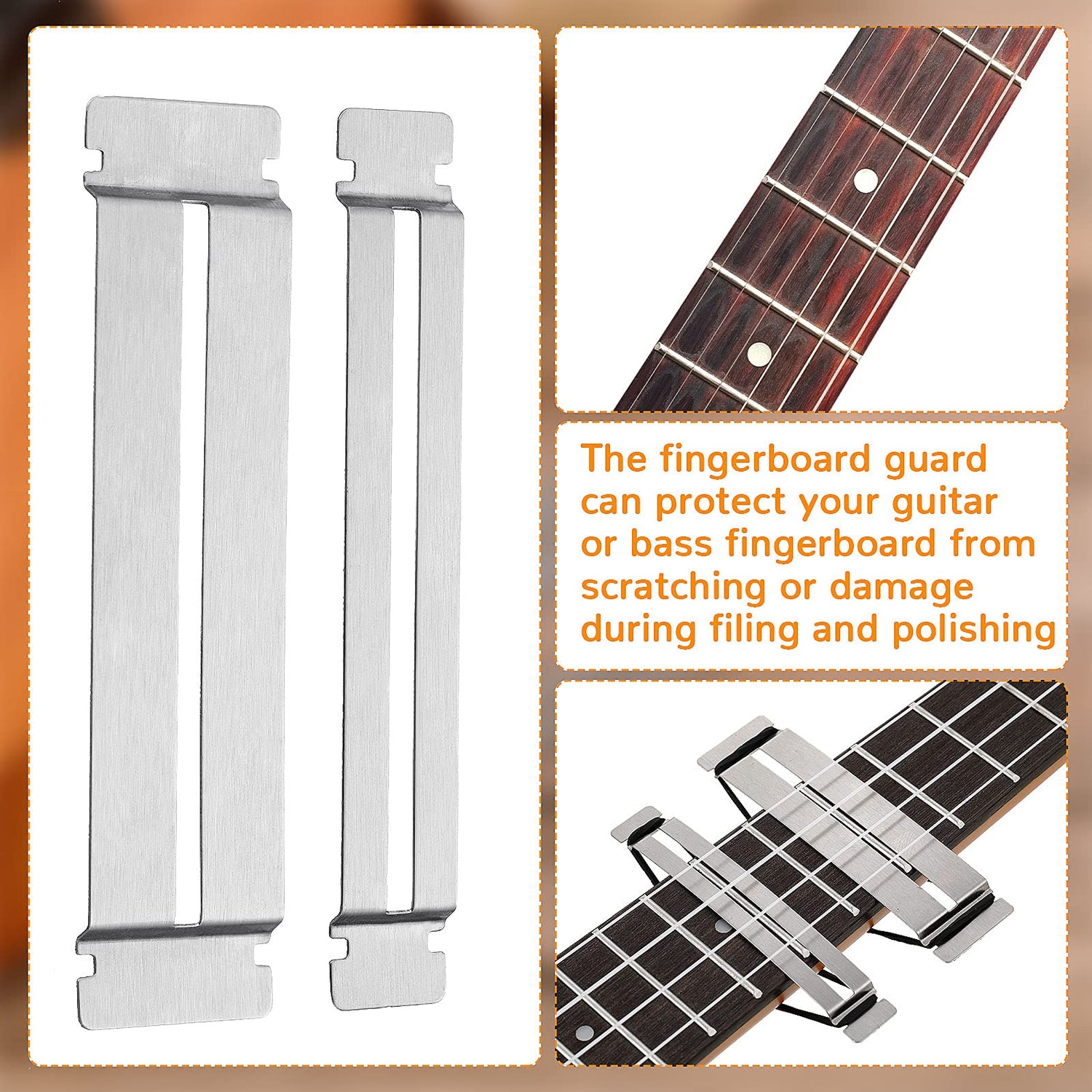 3 Set Guitar Fingerboard Guards Stainless Steel Bass Guitar Fingerboard Guards Luthier Tool Fretboard Protector for Dressing and Polishing Frets Boao