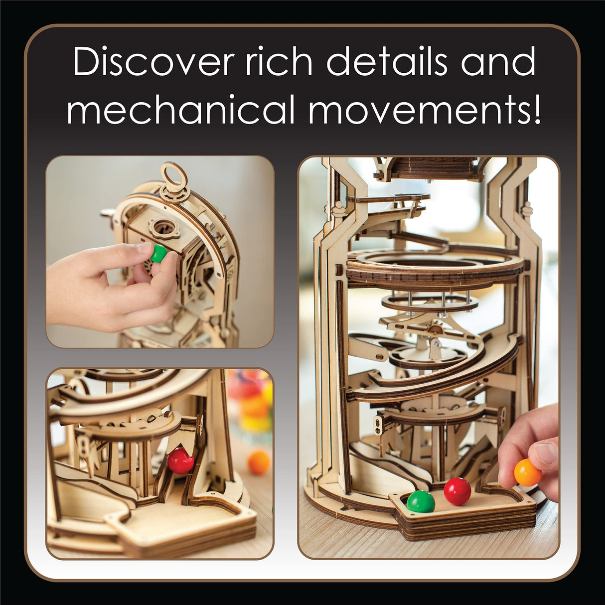 MindWare Gearjits: Gumball Machine Marble Coaster – Wooden 3D Building Puzzle for Teens & Adults – DIY STEM Building Toys for Kids – Fun for Adults MindWare