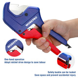 WORKPRO Ratchet PVC Pipe Cutter Tool, up to 1-5/8" PEX, PVC, PPR and Plastic Hoses, Pipe Cutters with Sharp 5Cr15MoV Stainless Steel Blades, Suitable WORKPRO