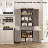FOTOSOK 72" Kitchen Pantry Storage Cabinets with Drawer, Freestanding Cupboard with 4 Doors, Drawer, 4 Shelves, Utility Pantry Cabinet for Kitchen, FOTOSOK