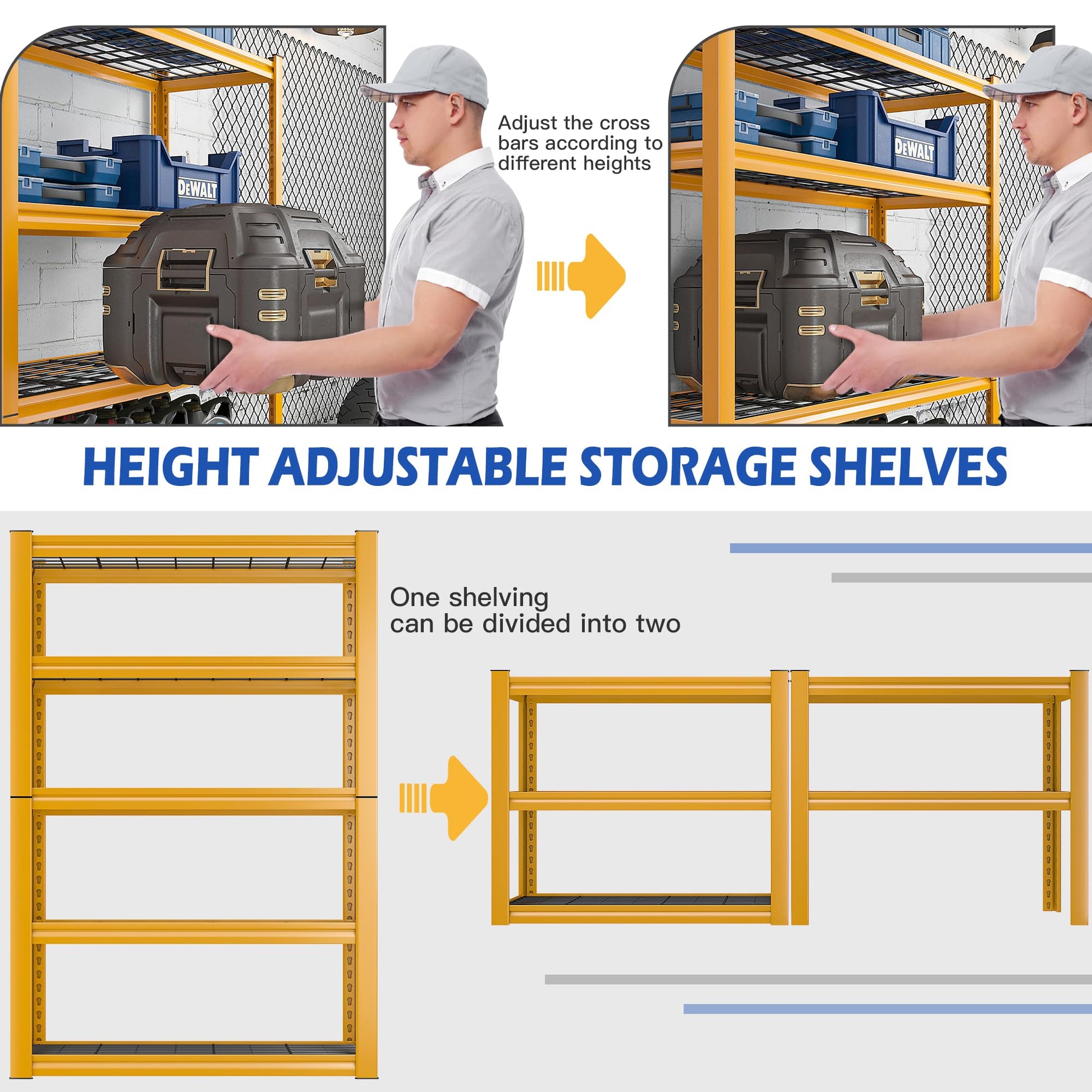 REIBII 72" H Garage Shelving Heavy Duty 2000LBS,Adjustable Garage Storage Shelves Metal Shelving Unit for Garage 5-Tier Heavy Duty Shelving - WoodArtSupply