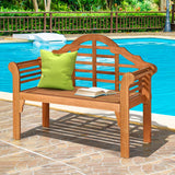 Tangkula 4 Ft Eucalyptus Wood Folding Bench for Two – Stylish Loveseat for Garden, Patio, and Poolside Tangkula