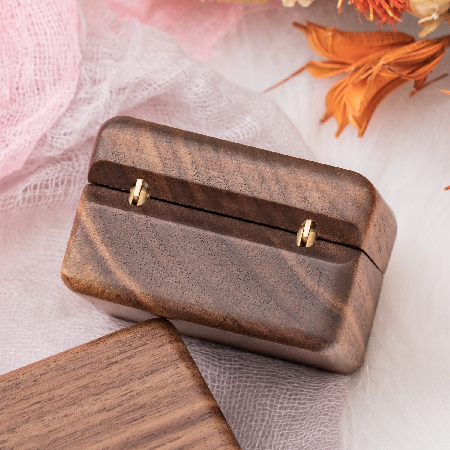 KWOOD Custom Wedding Ring Box, Wooden Ring Box, Square Double Ring Box, Engagement Ring Box, Ring Box Holder, Proposal Ring Box, Wedding Ring Box KWOOD