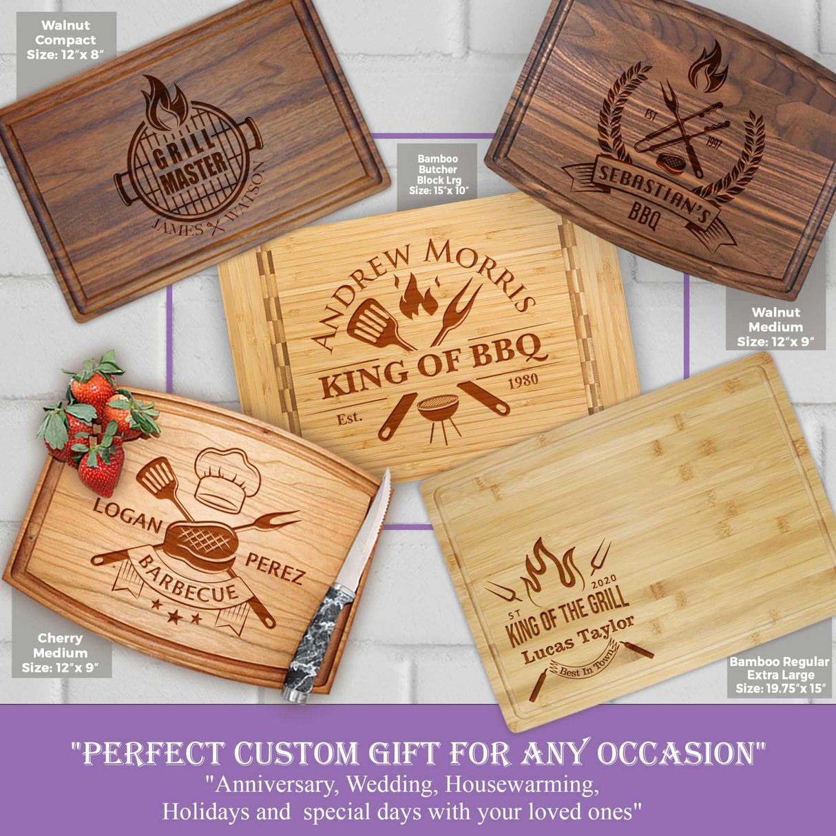 Personalized Dad Cutting Board - Custom Wood Grill Board For BBQ Masters - Unique Barbeque and Grilling Gift Idea for Fathers Day, Birthday, Tayfus