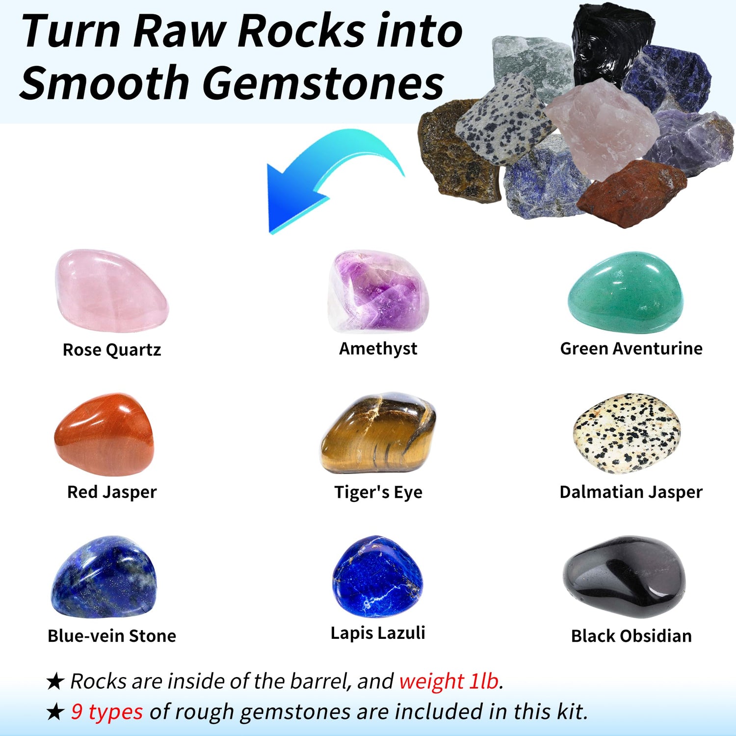 KomeStone Rock Tumbler Kit, K1 Professional Large 2.5LB Capacity Edition - Memory Function, Digital Timer & Variable Speeds: Create Stunning Gems KomeStone