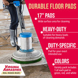Virginia Abrasives 416-5017PAK - 3 Pack - 17" Thick Round Floor Maintenance Pad Kit with One Each: Green, Red & White Pad - Synthetic Non-Woven Floor Virginia Abrasives