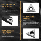 SENDUO 3/8" Indexable Carbide Turning Inserts Holder Set for Machining Lathes, 5 Pcs Set Metal Lathe Tools Inserts Bits with Carbide Inserts SENDUO