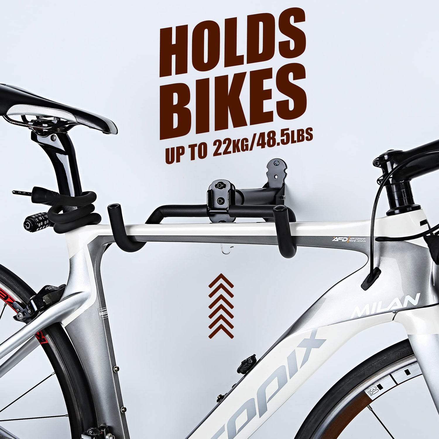 Gootus Bike Wall Mount Hanger - Horizontal Bicycle Indoor Storage Rack | Cycling Wall Mounted Holder Hook - Hang Your Road, Mountain or Hybrid Bikes Gootus