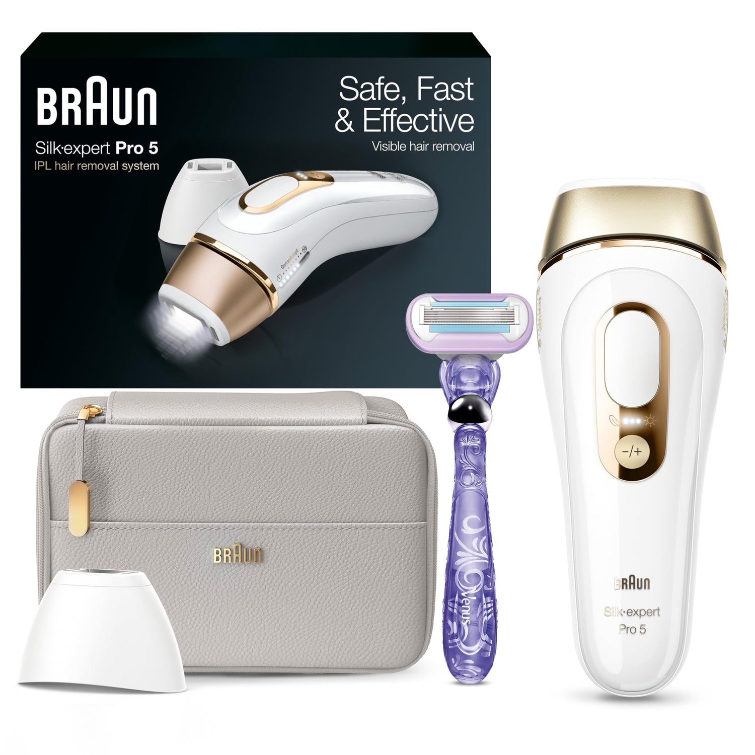 Braun IPL Long-lasting Laser Hair Removal Device for Women & Men, Silk Expert Pro5 PL5157, Safe & Virtually Painless Alternative to Salon Laser Hair Braun