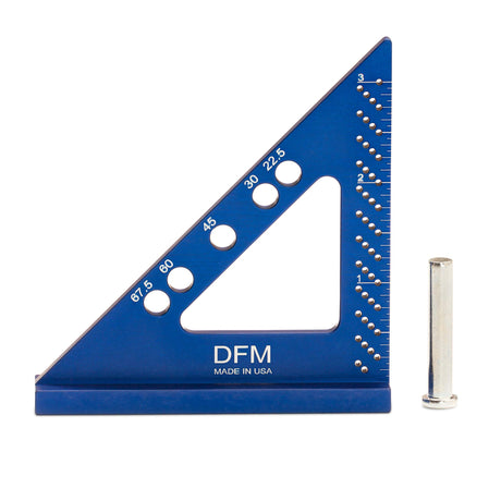 DFM Precision Engineering Square - Made in USA Small Carpenters Square Work Tools w/Fixed Miter Angle Pin 3.5" x 3.75" Size for Pocket 1/16" Scribe DFM Tool Works