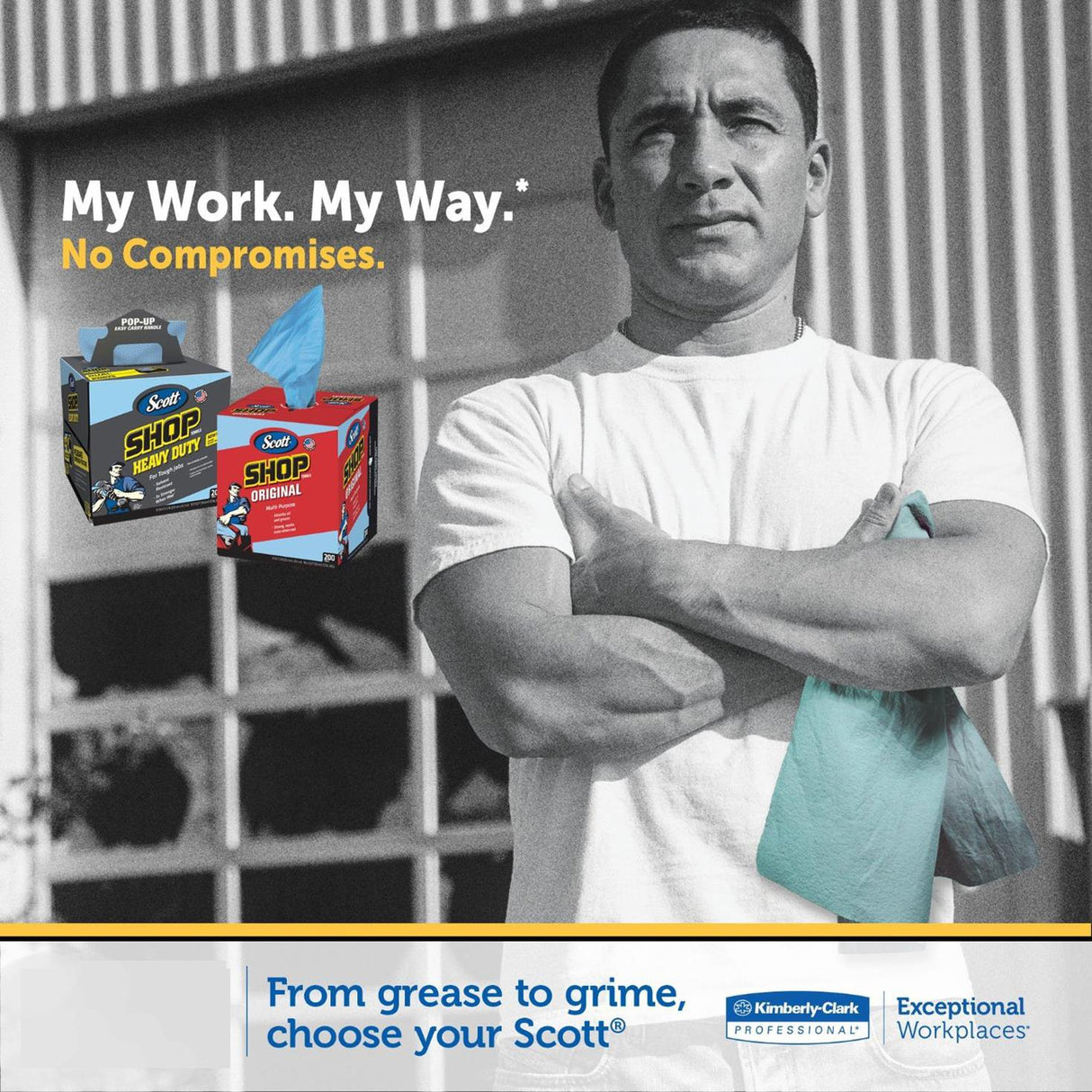 Scott Kimberly-Clark 75190 Scott Shop Towels, 9" x-12", Blue (1 Box of 200) Scott