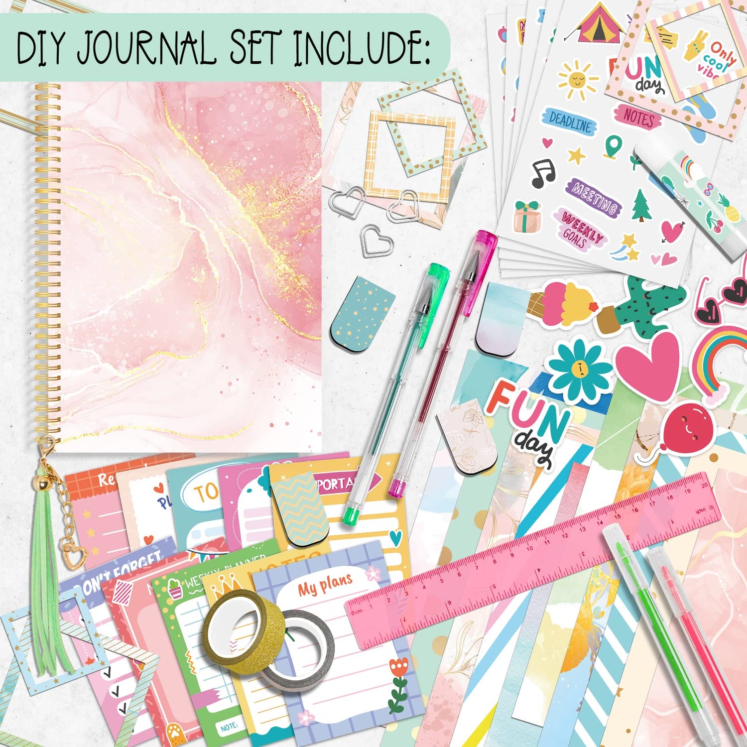 Gifts for Girls Age of 8 9 10 11 12 13 Years Old and Up, DIY Journal Set, Personalized Diary Stuff for Tweens Teens, Decorate Your Planner/Organizer, ABERLLS