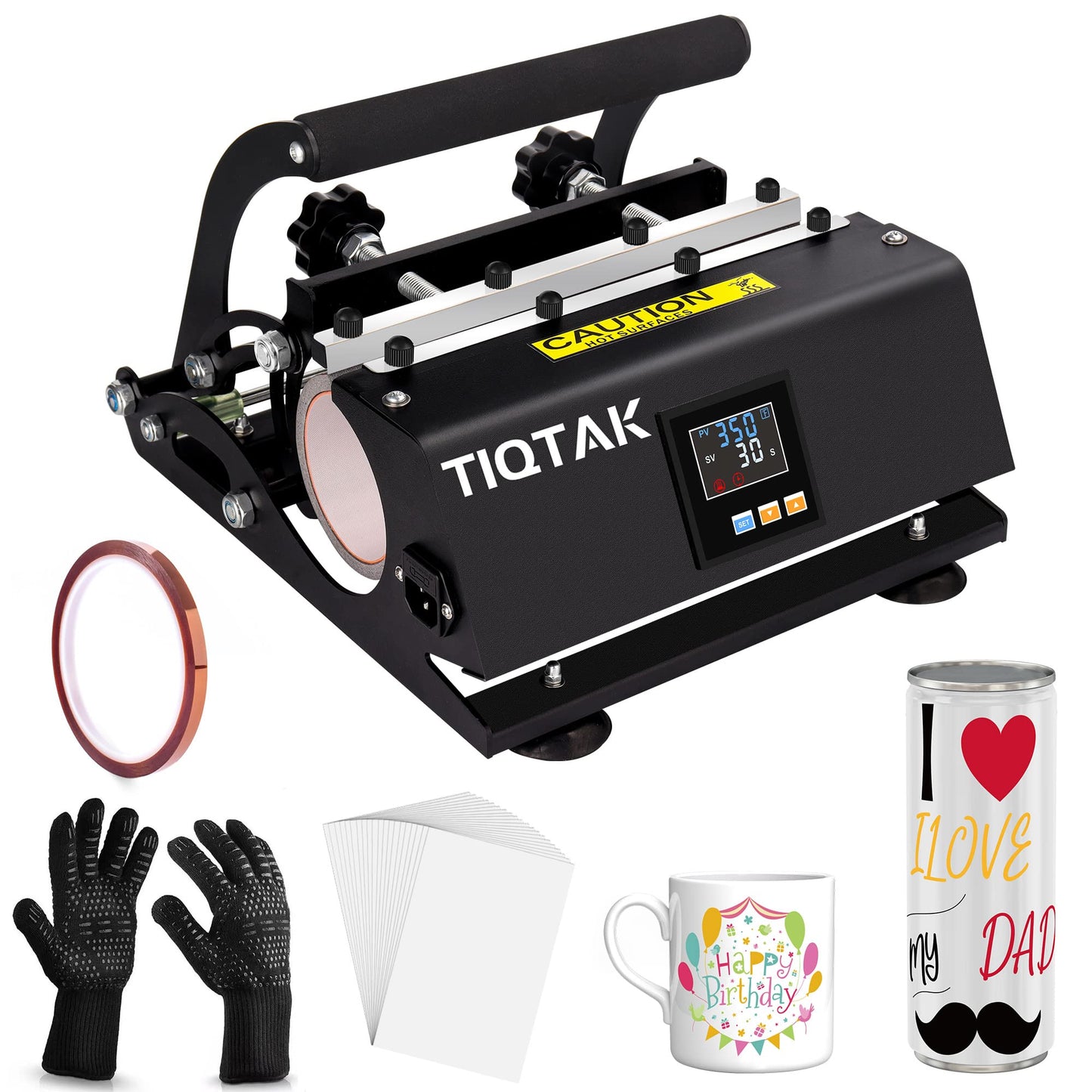 TIQTAK Tumbler Heat Press Machine 20-30 OZ 16OZ 110V Customized Birthday Gifts for Men Women Mug Cup Heat Transfer Sublimation Machine for 11OZ 12OZ