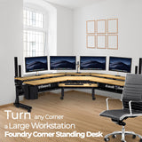 VERSADESK Foundry Split Level Corner Standing Desk, Electric Height Adjustable Standup Computer Desk, Ergonomic Studio Desk Workstation, Solid Bamboo VERSADESK