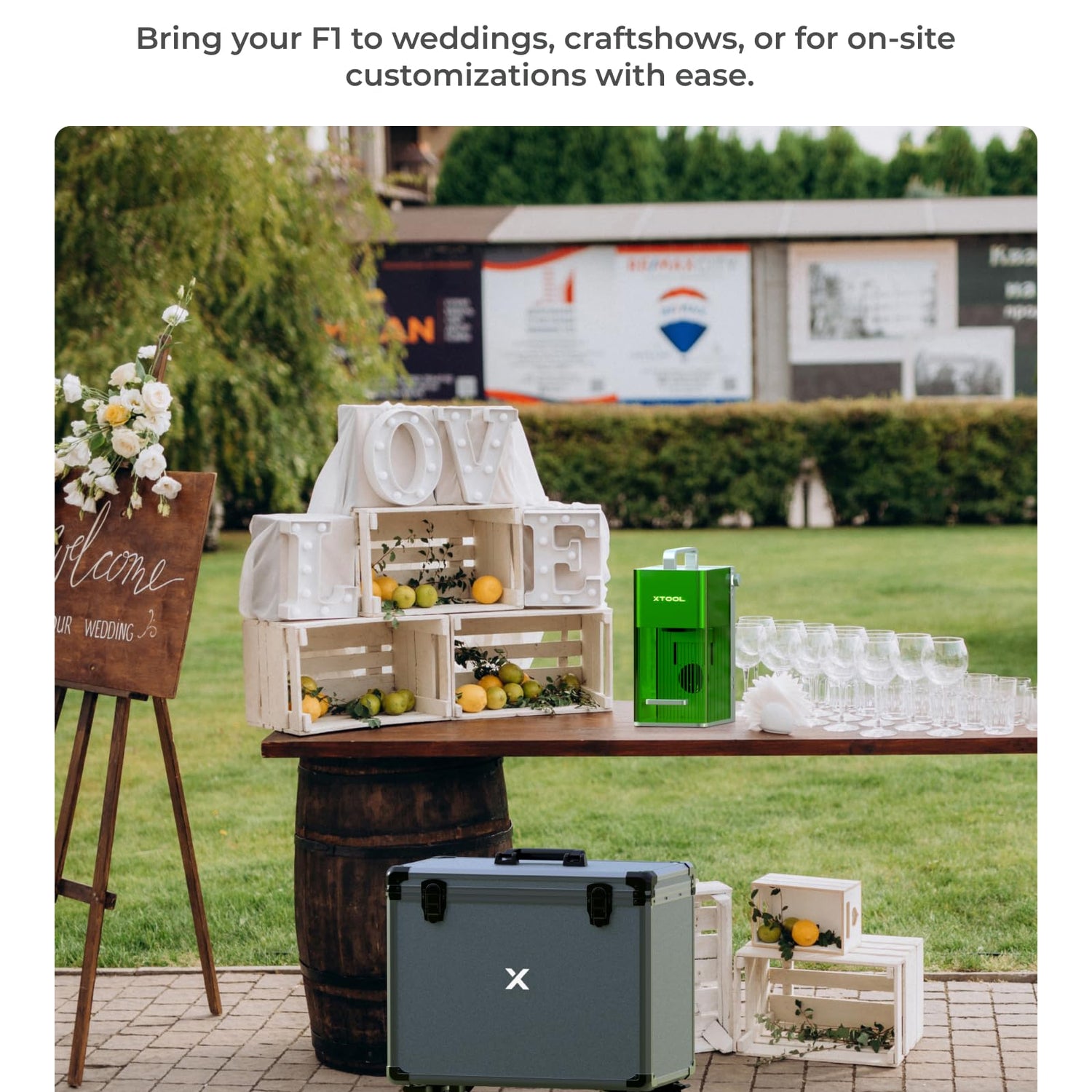 xTool F1 Rolling Hard Case for F1 Craftshow, Shockproof Shell and Embedded Foam Protect F1 Laser Machine, Retractable Handle and Omni-directional xTool