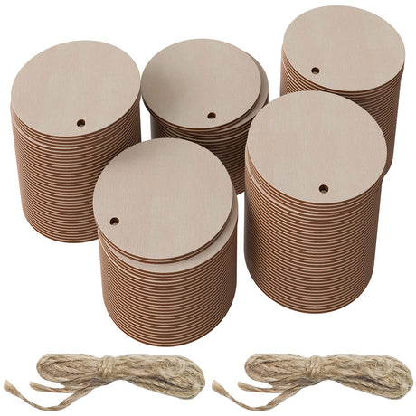 2 Inch Wooden Tags Round Wooden Circles with Hole for DIY Decoration, 100 Pcs Axe Sickle