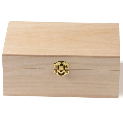 8.4” Unfinished Wooden Box by Make Market - Ready-to-Decorate Wood Box for Trinkets, Coins, Jewlery, Valuables - Bulk 12 Pack